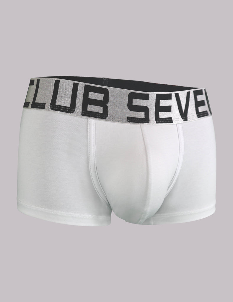 Men's White Underwear - Men white trunks underwear -  bulge underwear - Club Seven Underwear - Just Wear underwear - box underwear